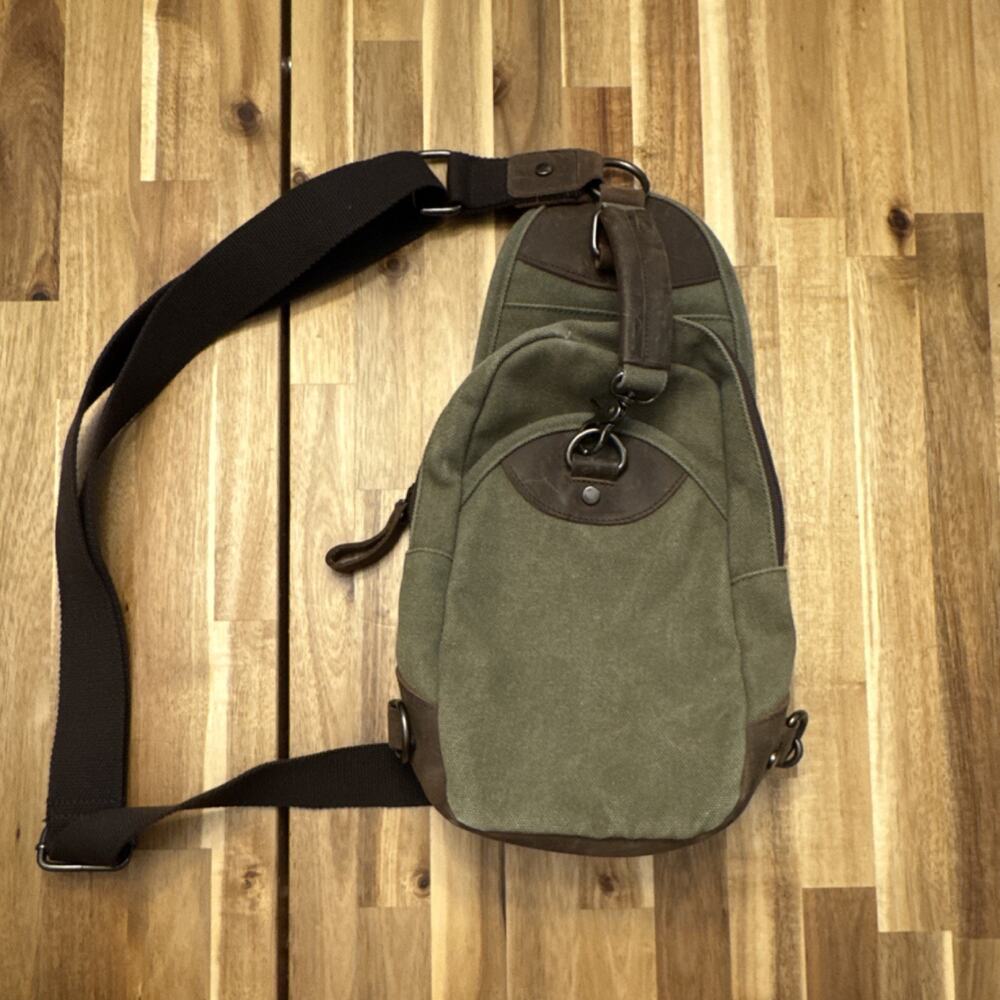 Gootium Olive Green Brown Crossbody Bag Silver Hardware Zip Closure D-Ring